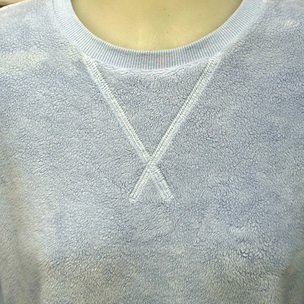 ATHLETA GIRL Powder Blue Sweatshirt Sz XL Soft Fleece Velour Sweater Fun… - Picture 6 of 14